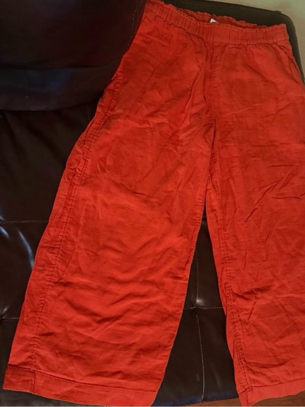 Old Navy Red Wide-Leg Linen Blend Pants